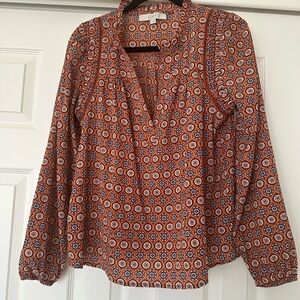 LOFT Orange Boho Patterned Blouse